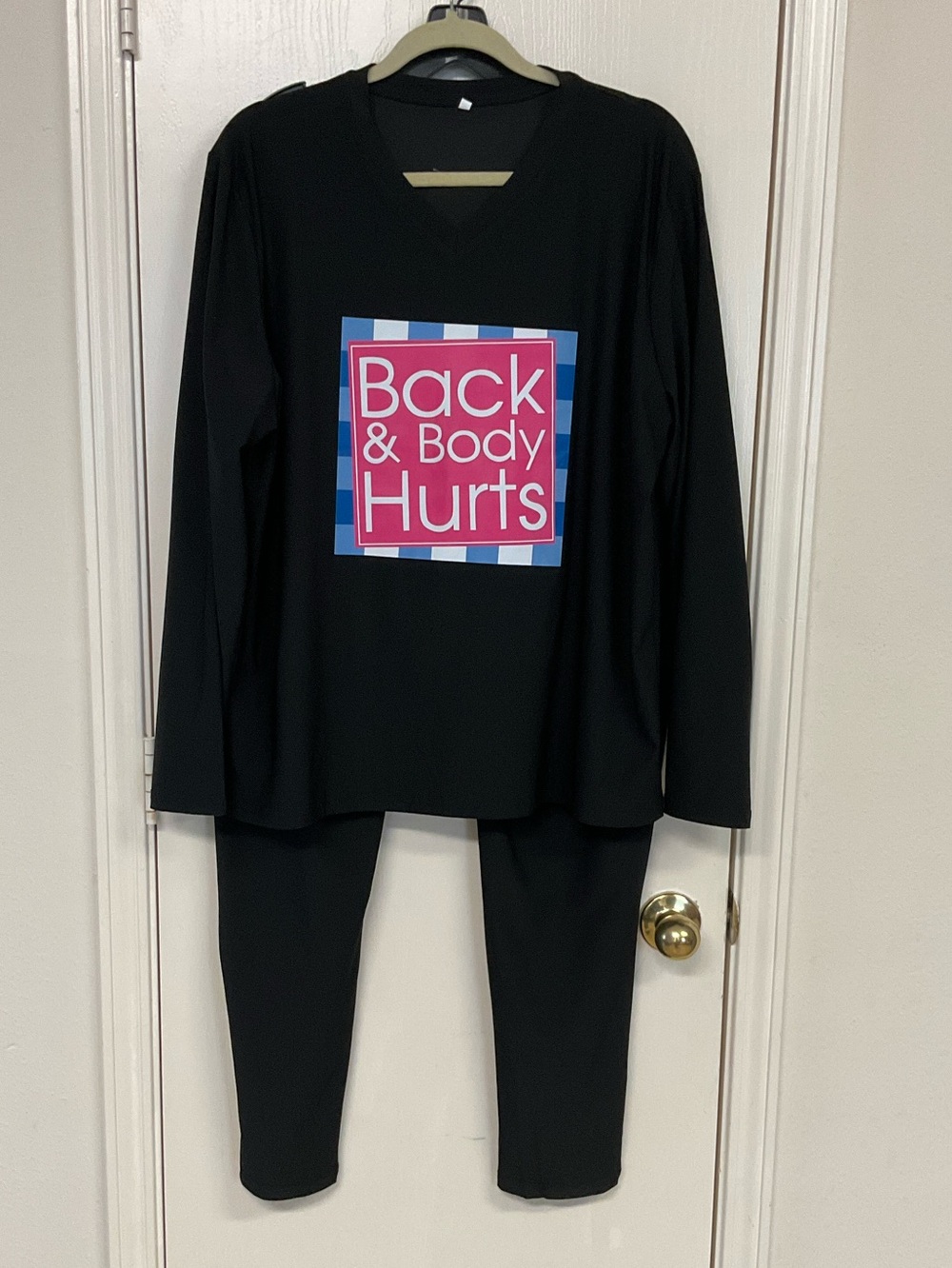 Black Track Jogger Set with Pink Graphic Top